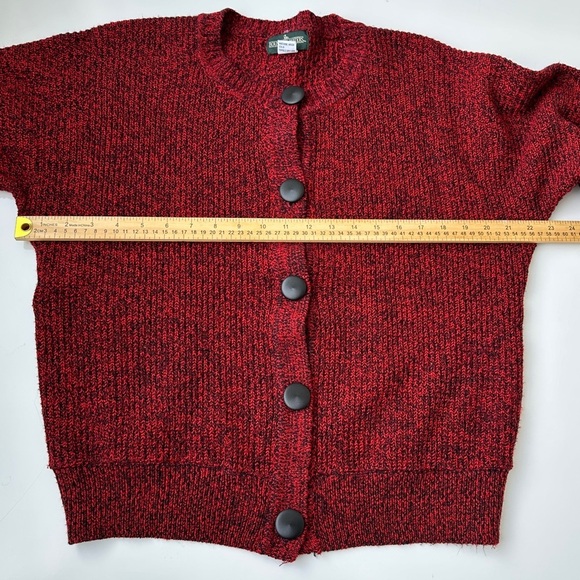 Vintage Boundary Waters Black Red Knit  Button Cardigan Sweater Women’s Medium - Picture 5 of 6